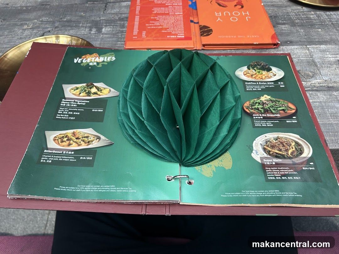 Vegetables Menu
