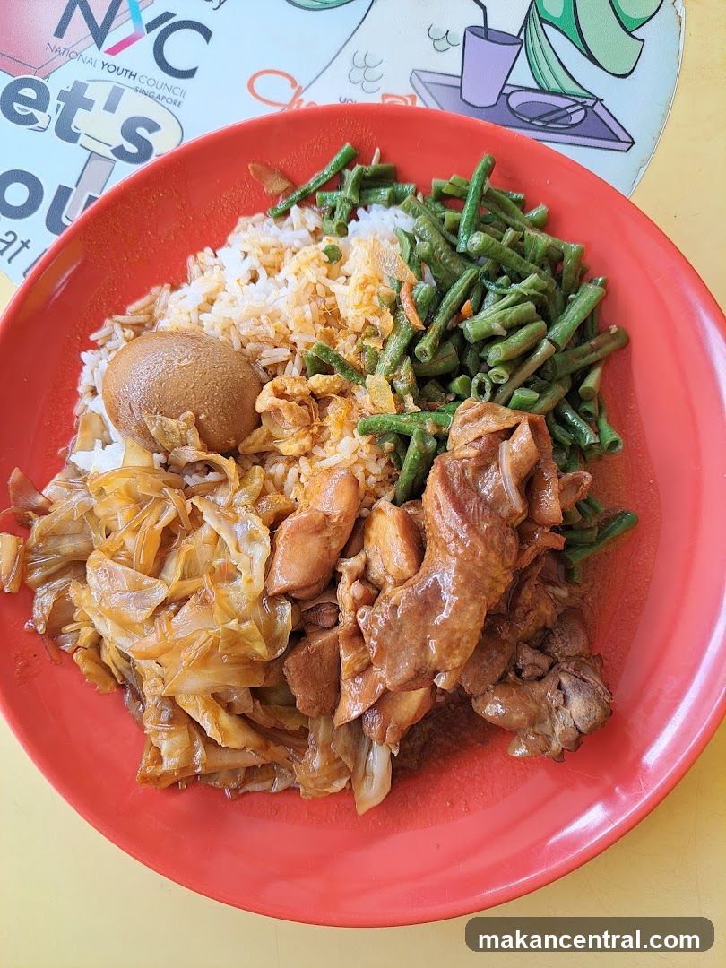 Plate of Rice with Braised Meats and Vegetables