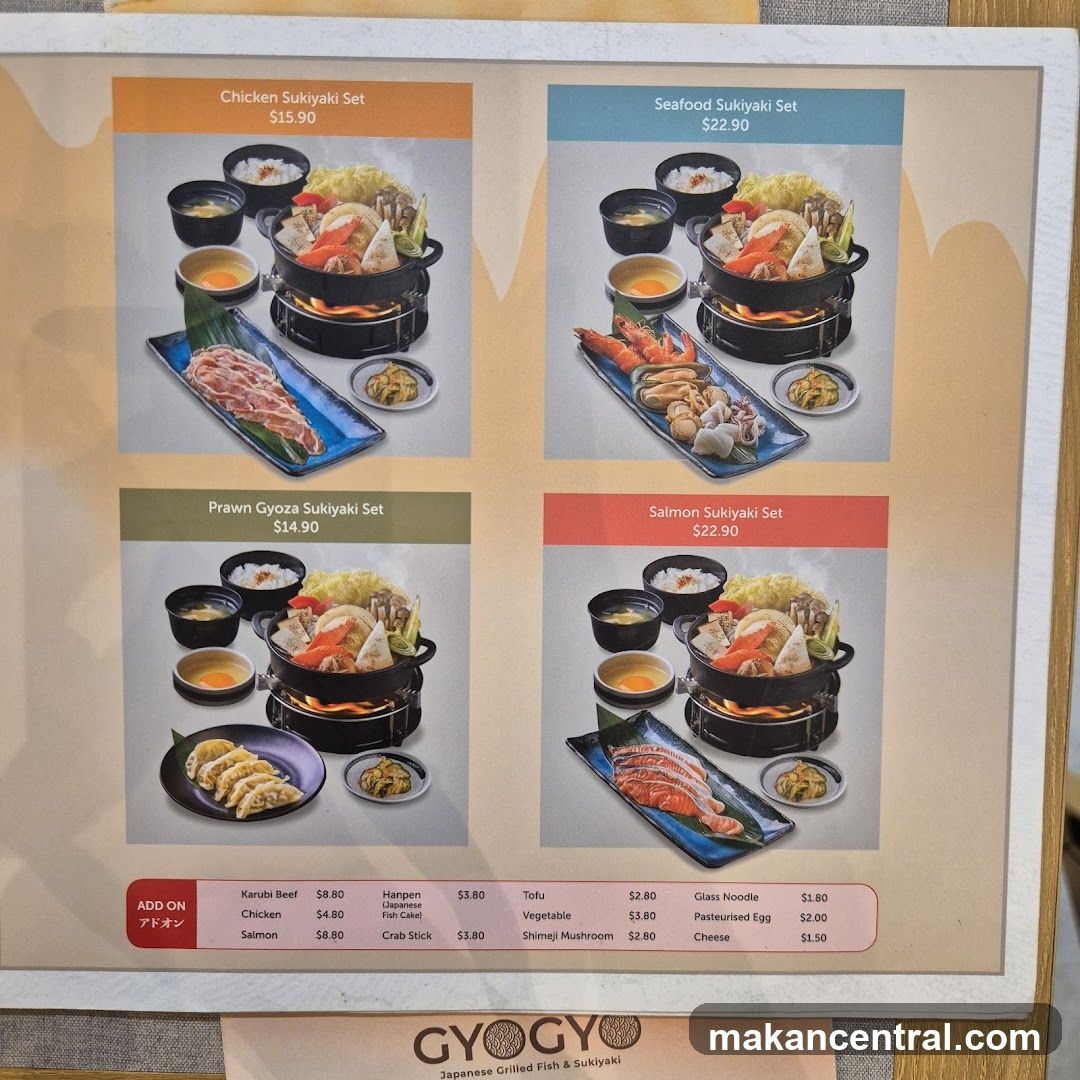 GYOGYO Japanese Grilled Fish & Sukiyaki Menu