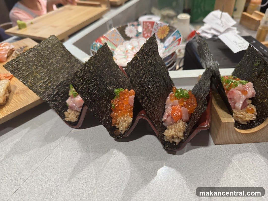 Hand Rolls with Fish and Roe