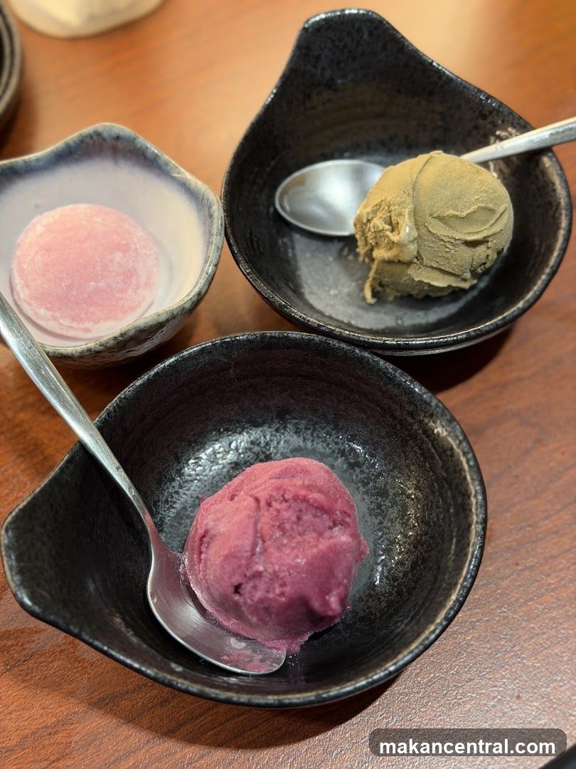 Three bowls of ice cream