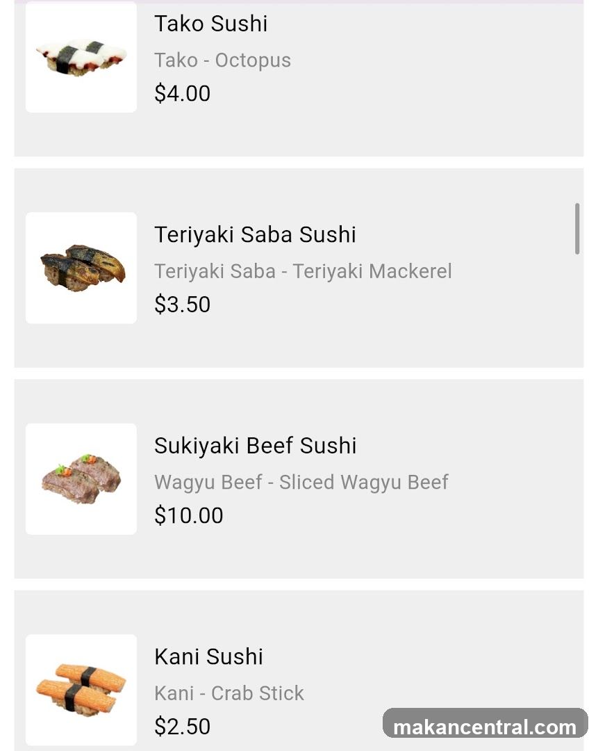 Sushi Menu