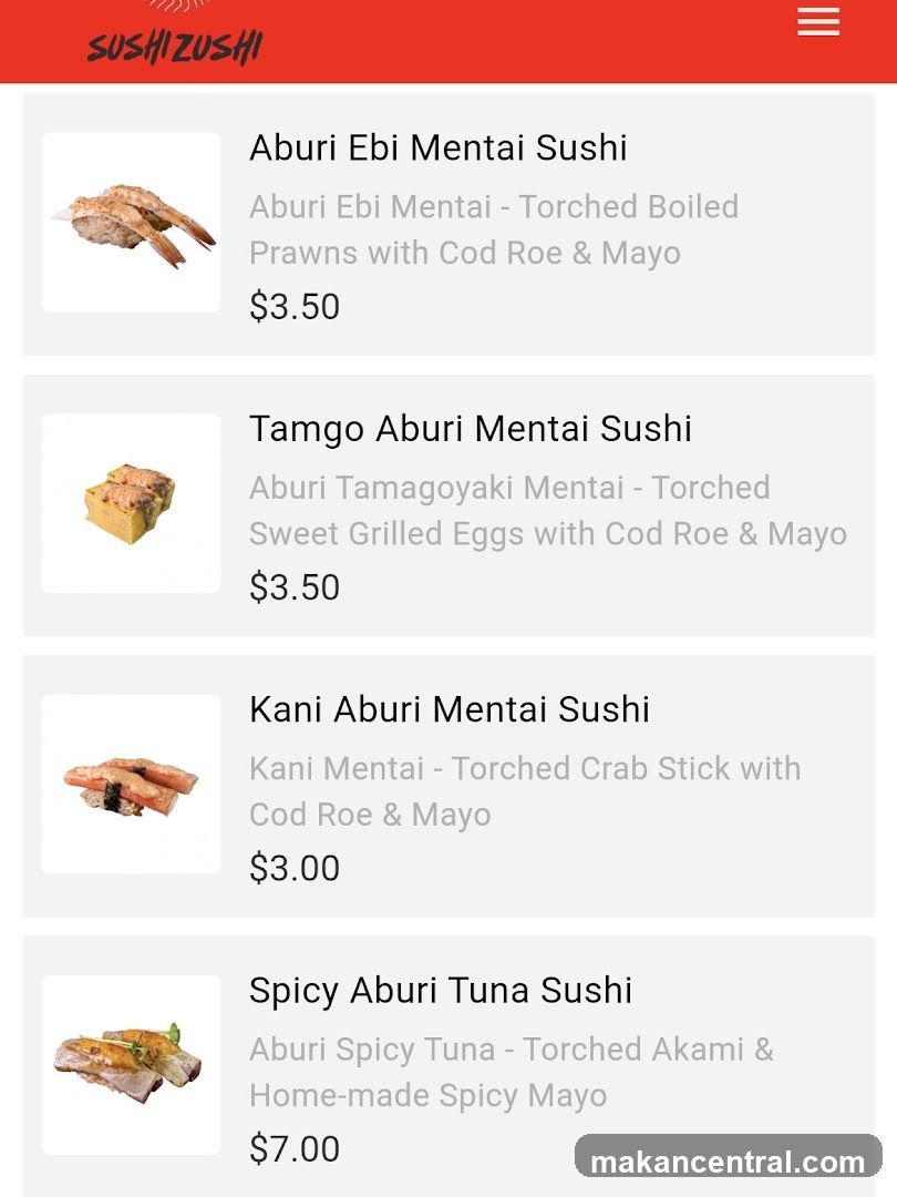 SUSHIZUSHI Menu