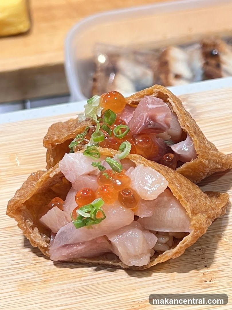 Inari Sushi with Sashimi and Ikura