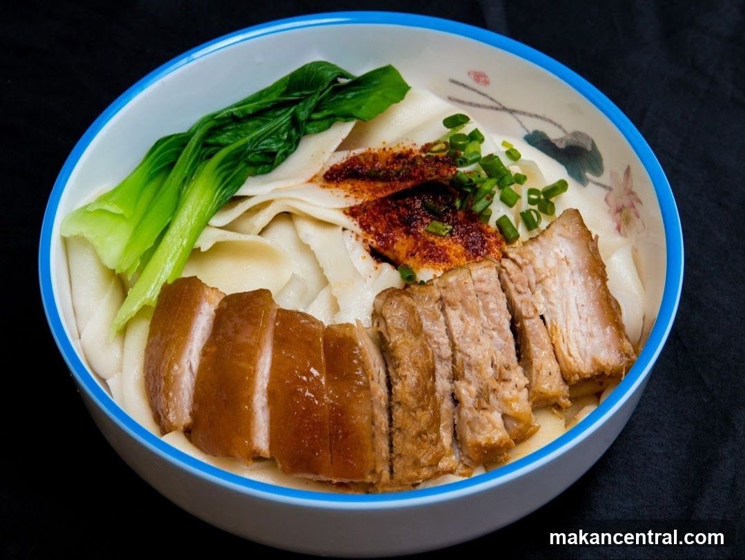 Noodles with Sliced Pork Belly and Bok Choy