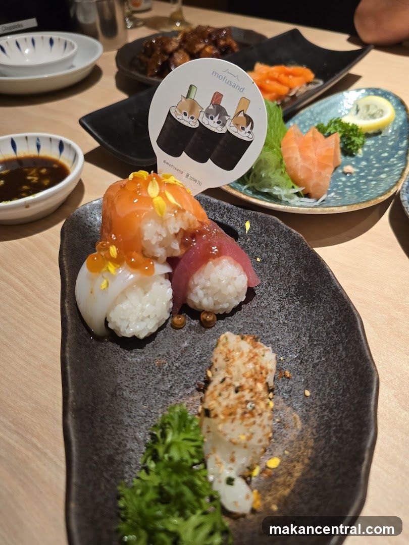 Sushi Platter with Cat-Themed Topper
