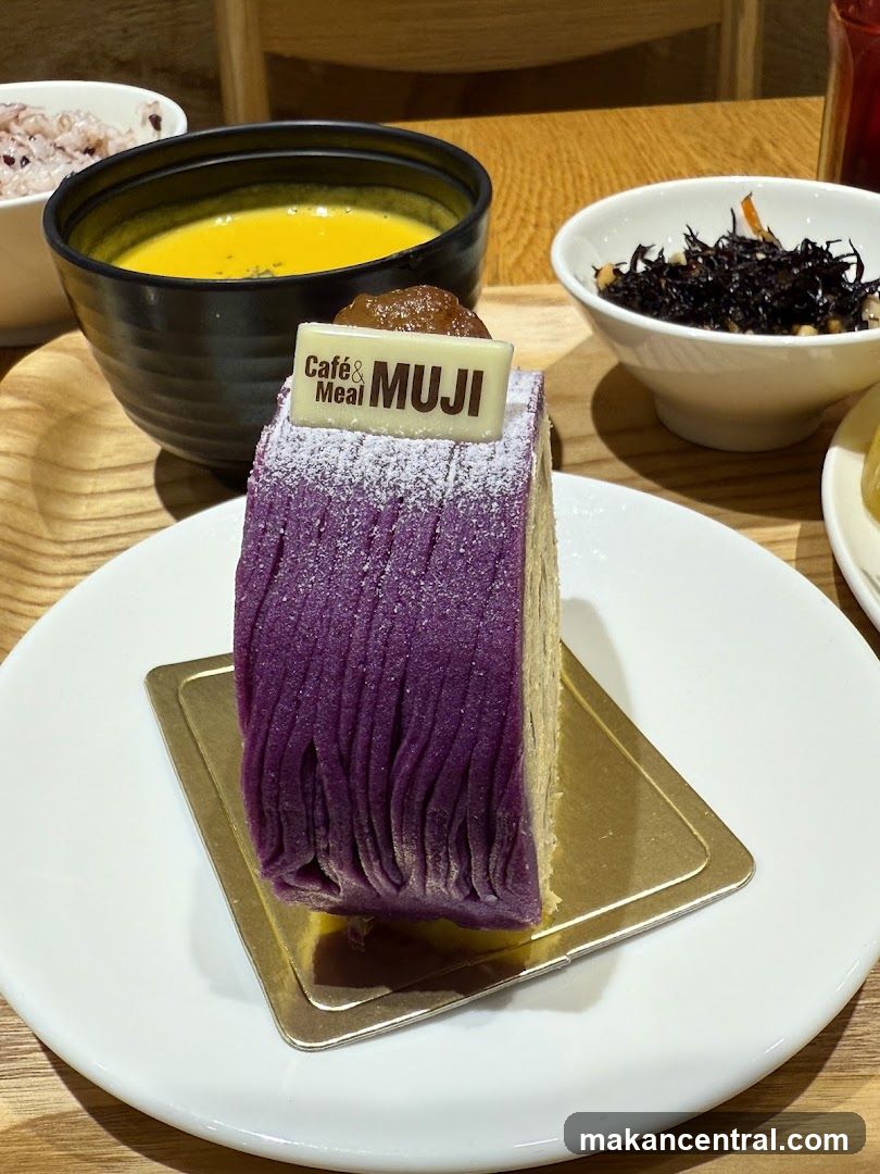 Purple Sweet Potato Cake with Soup and Rice