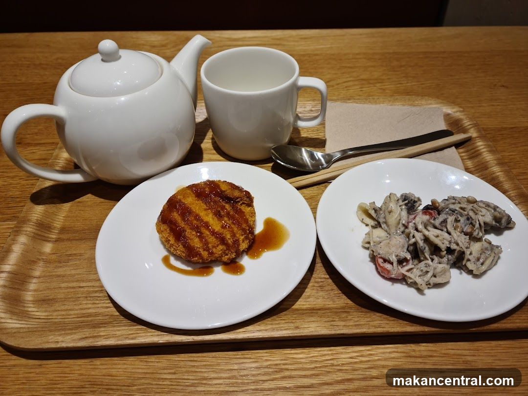 Tray with food and drink