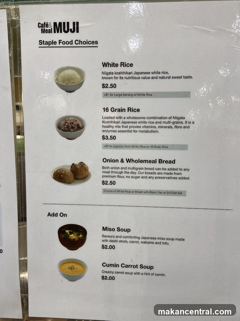 MUJI Cafe & Meal Staple Food Choices
