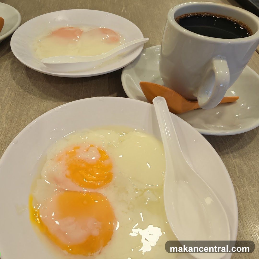 Soft-boiled eggs and coffee