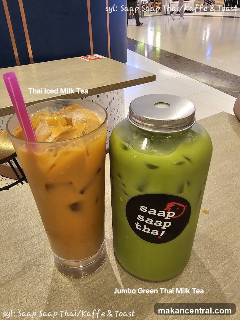 Thai Iced Milk Tea and Jumbo Green Thai Milk Tea