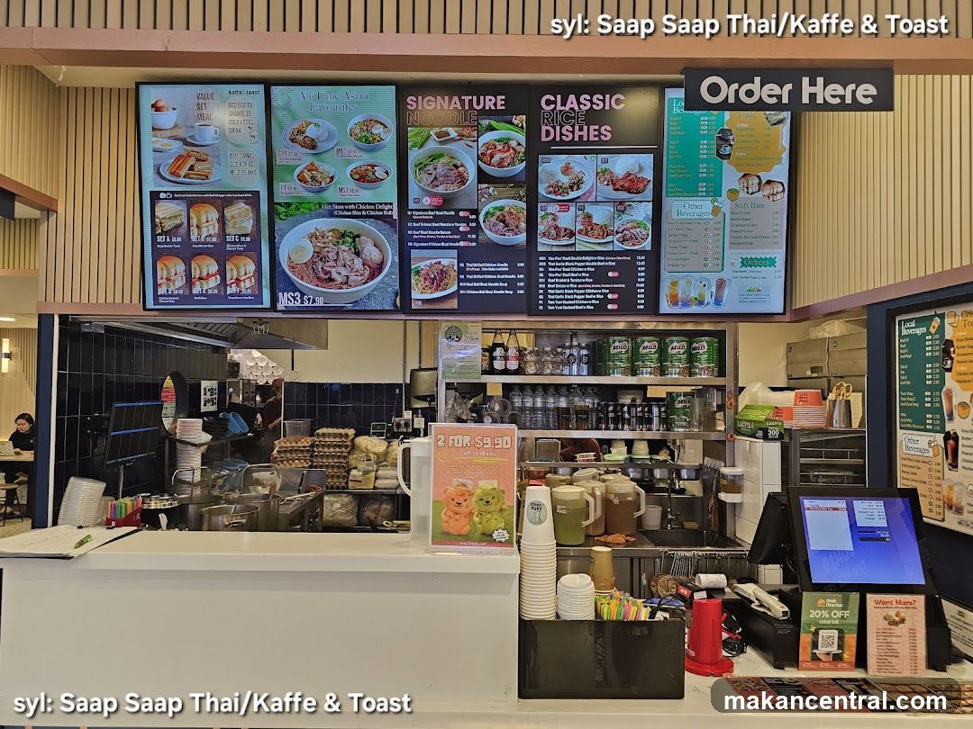 Saap Saap Thai/Kaffe & Toast Menu and Counter