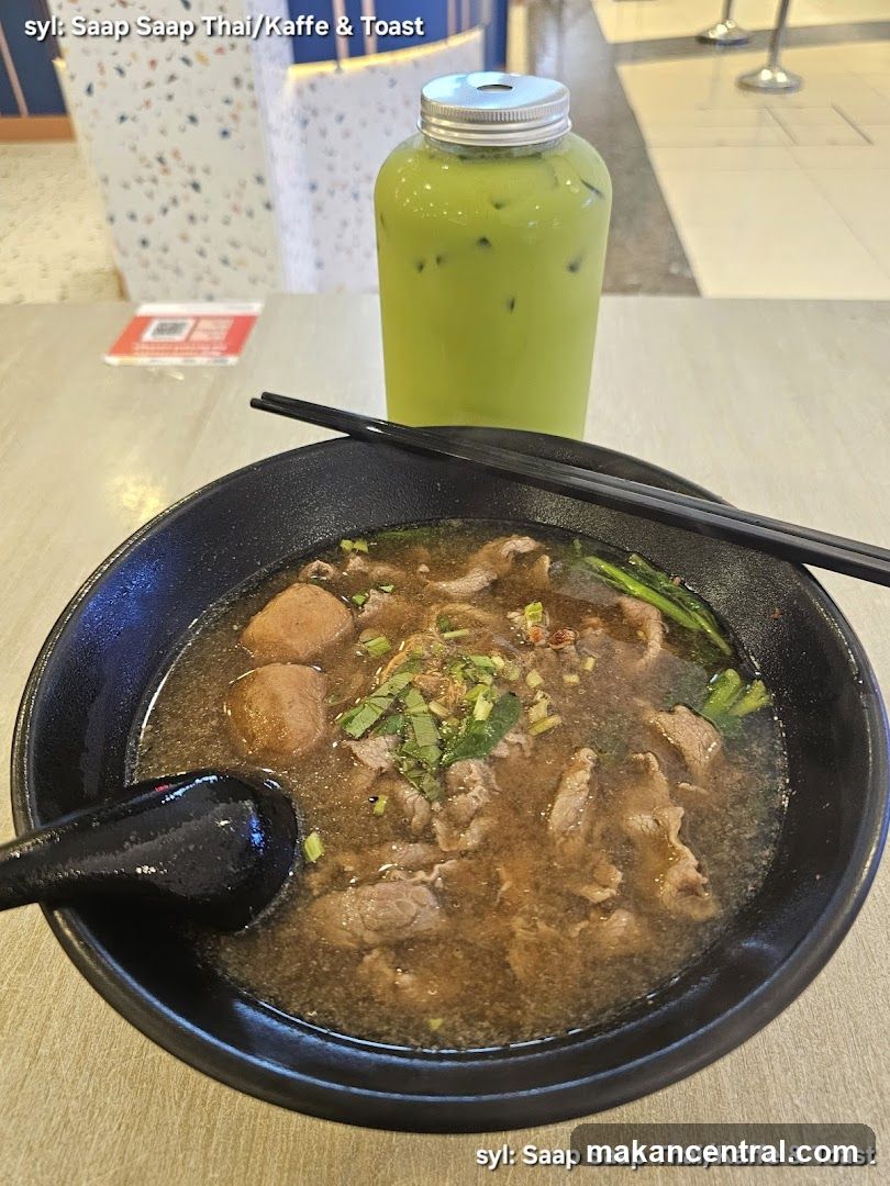 Thai Noodle Soup and Green Drink