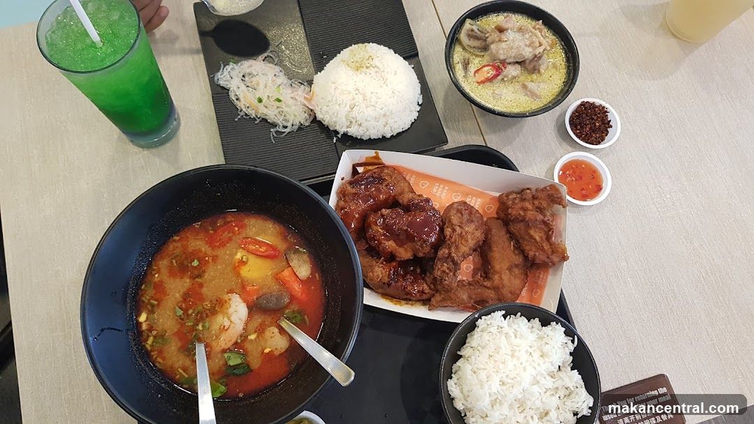 Meal with Fried Chicken and Soup