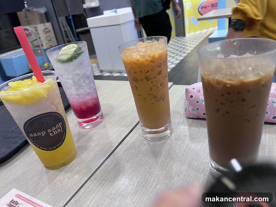 Four Iced Drinks on a Table