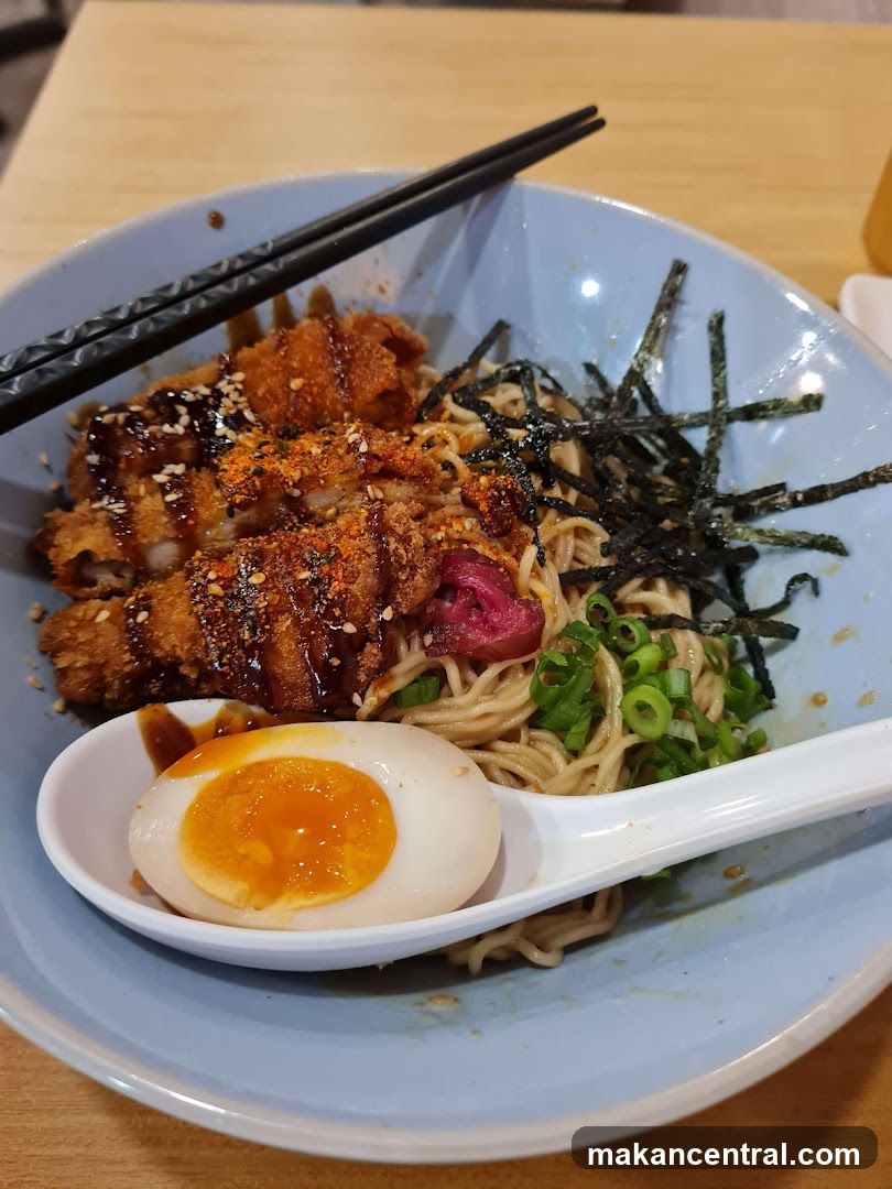 Noodle Bowl with Fried Chicken and Egg
