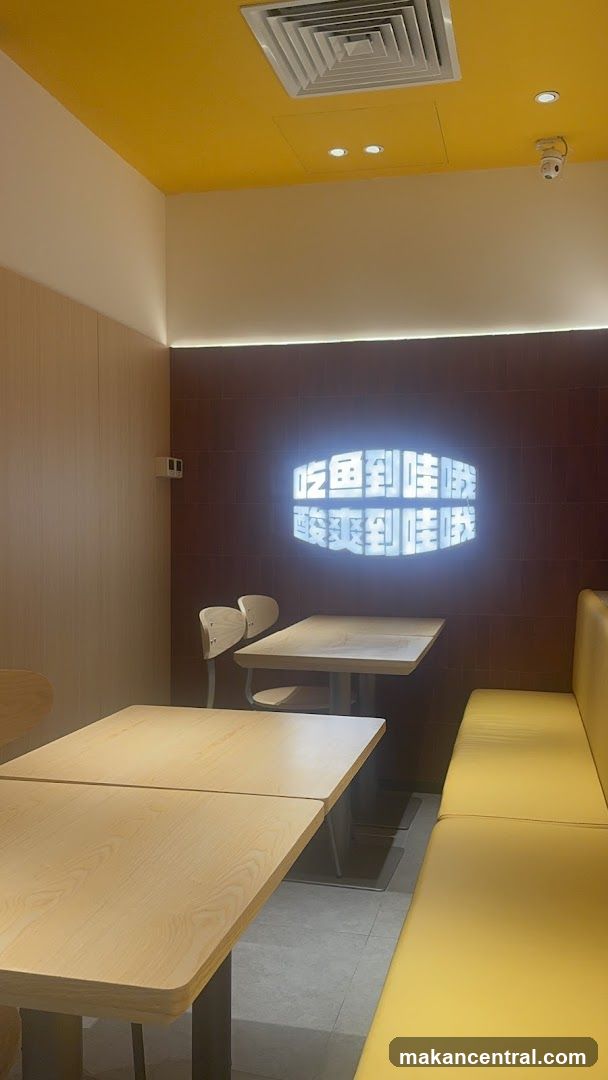 Restaurant Interior with Neon Sign