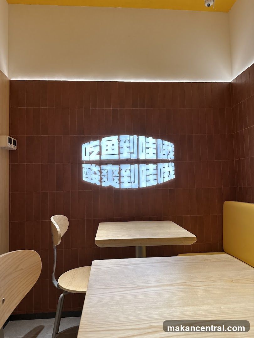 Restaurant Interior with Neon Sign