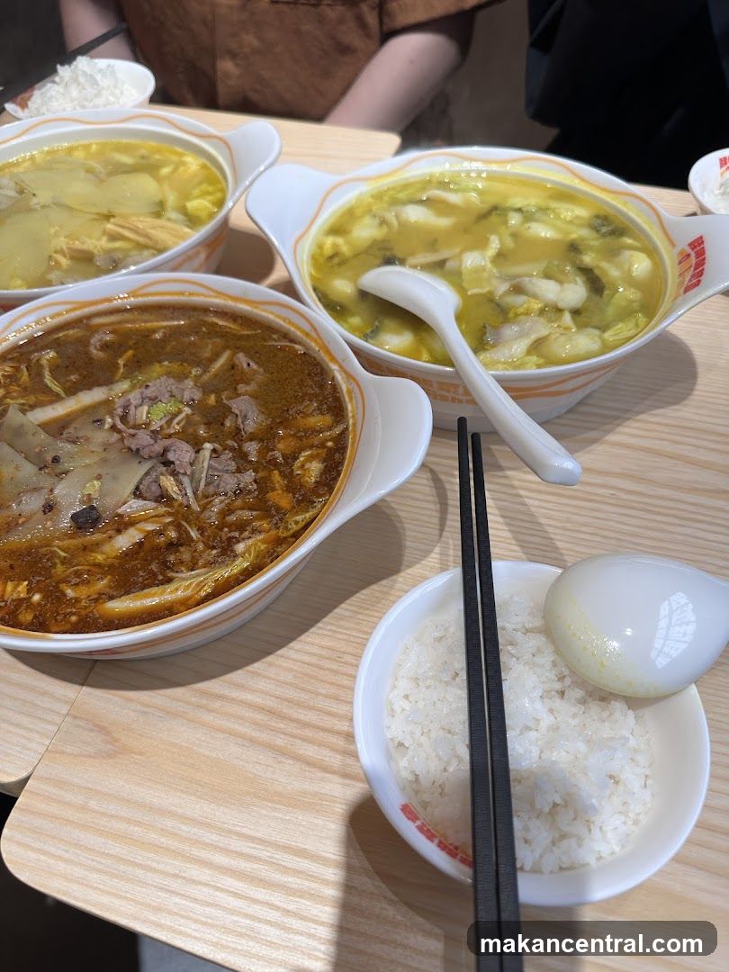 Three Bowls of Soup and Rice