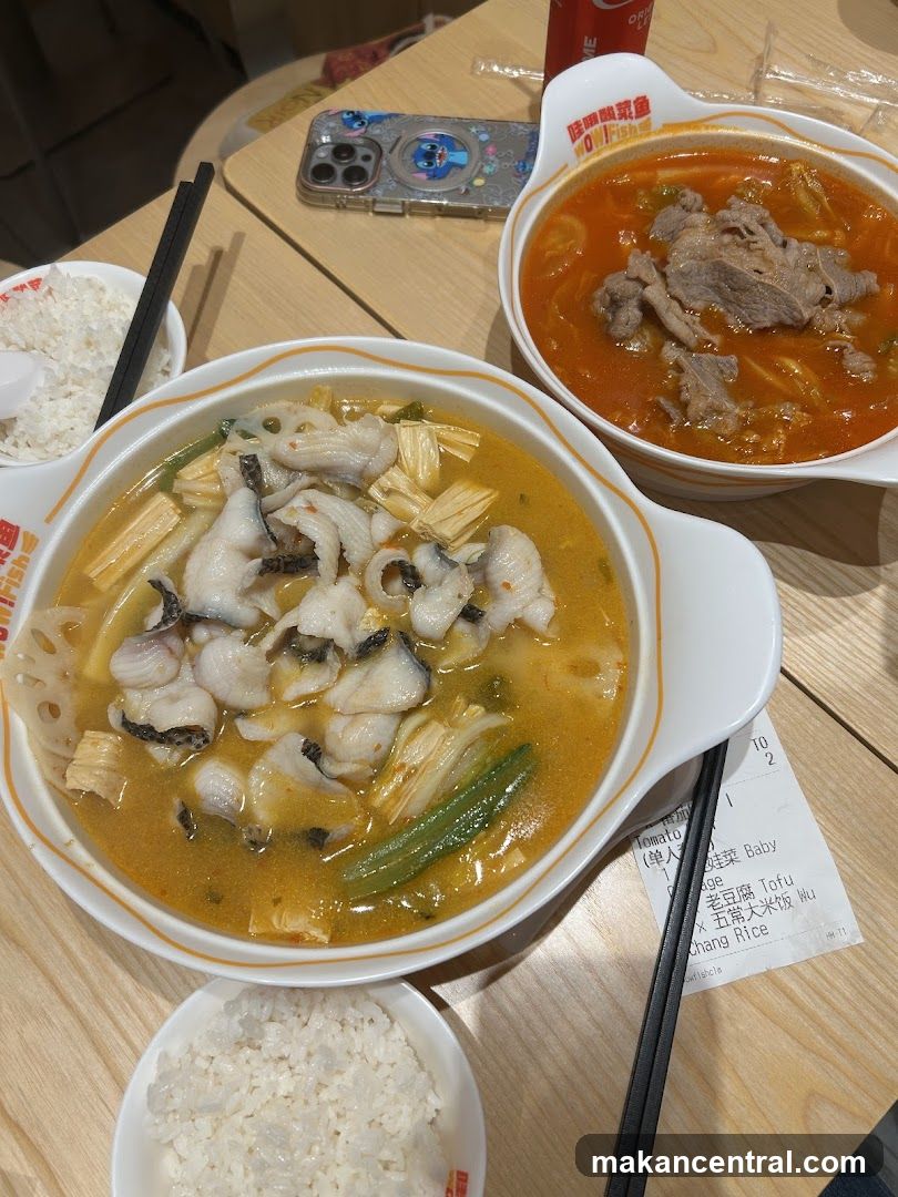 Two bowls of soup with rice