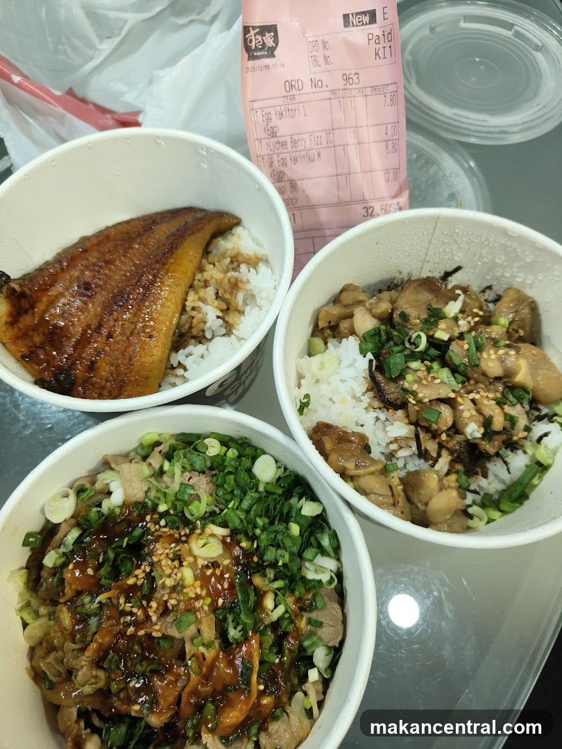 Takeaway Food Bowls and Receipt