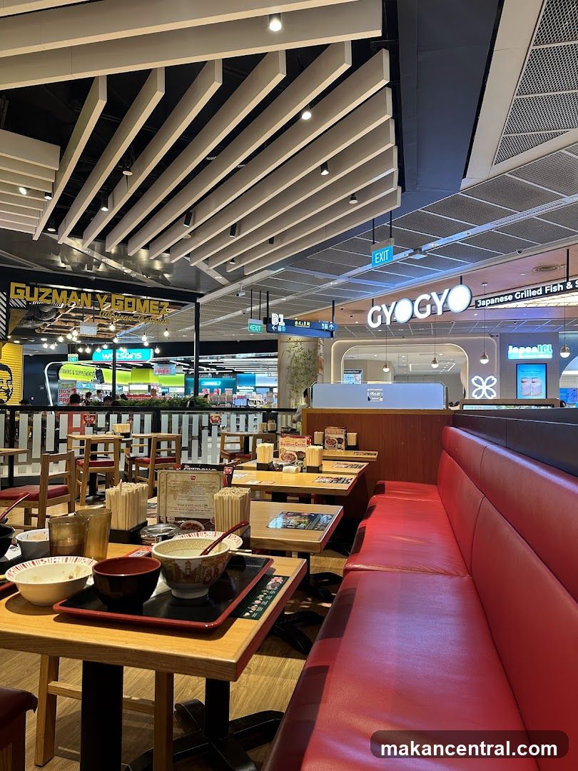 Restaurant Interior with Red Booth Seating