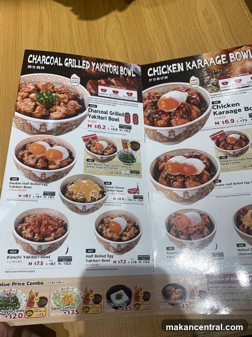 Charcoal Grilled Yakitori Bowl & Chicken Karaage Bowl Menu