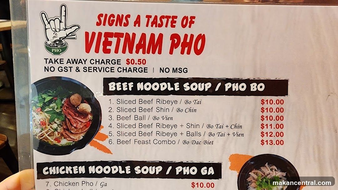 Vietnam Pho Menu
