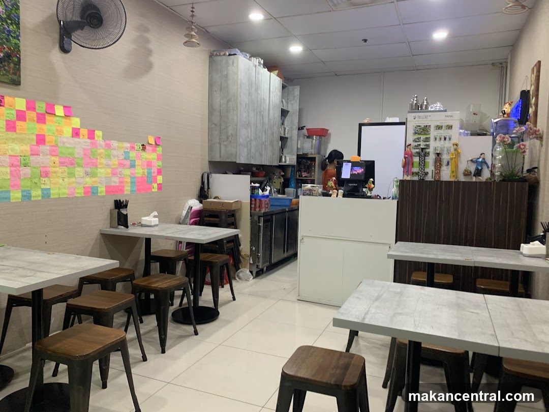 Restaurant Interior with Sticky Notes Wall