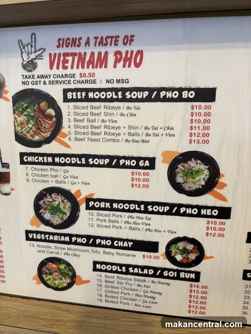 VIETNAM PHO MENU