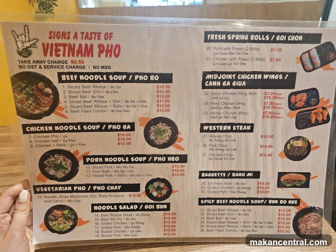 VIETNAM PHO Menu