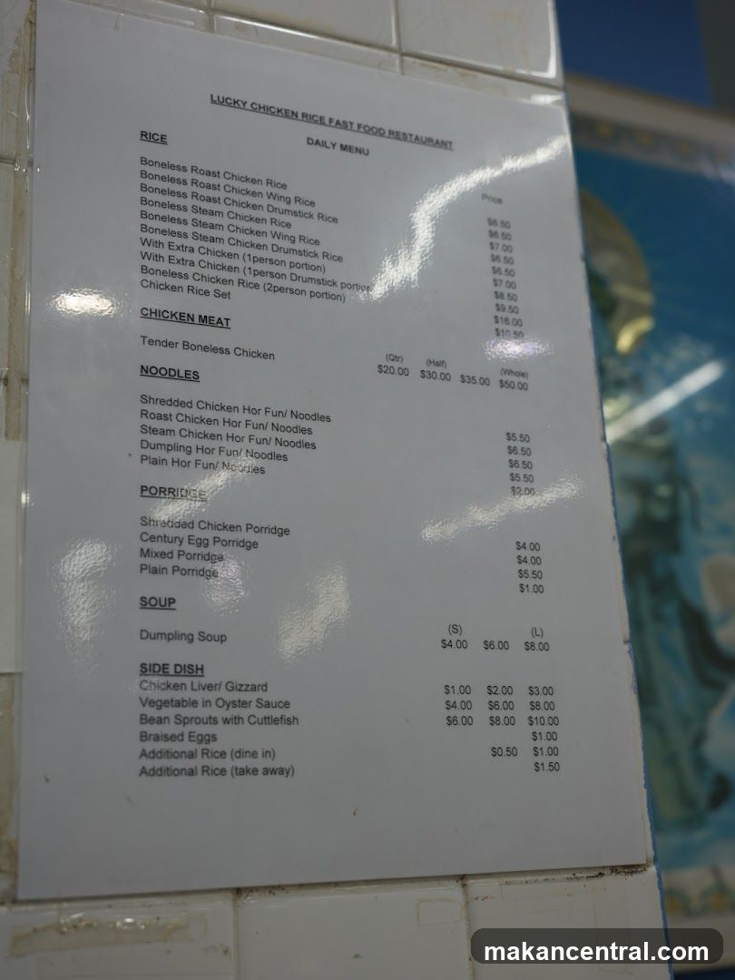LUCKY CHICKEN RICE FAST FOOD RESTAURANT DAILY MENU