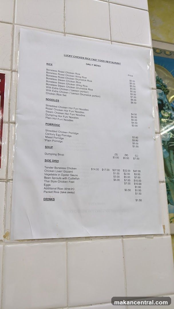 LUCKY CHICKEN RICE FAST FOOD RESTAURANT DAILY MENU