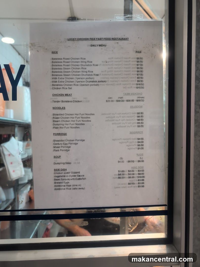 LUCKY CHICKEN RICE FAST FOOD RESTAURANT DAILY MENU