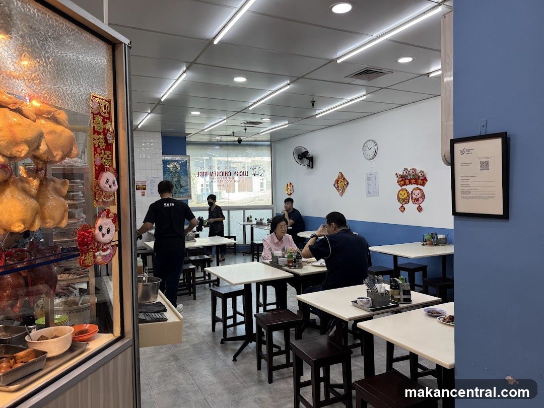 Restaurant Interior with Roasted Chickens