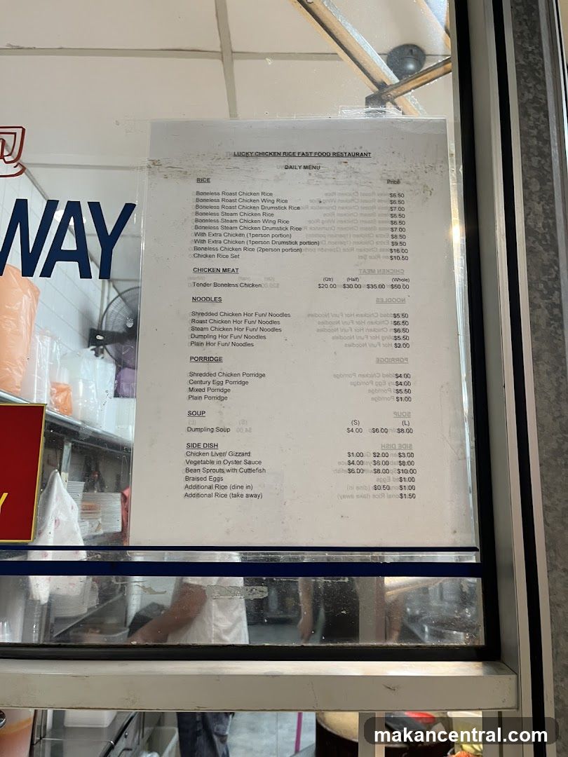 LUCKY CHICKEN RICE FAST FOOD RESTAURANT DAILY MENU
