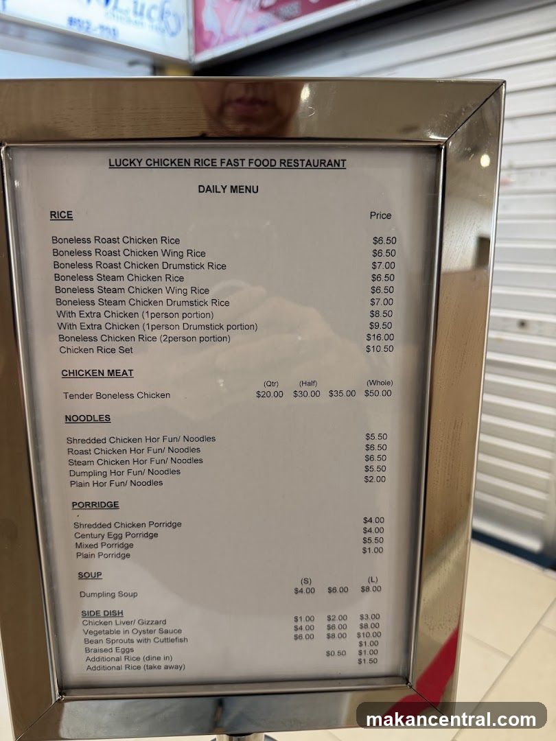 LUCKY CHICKEN RICE FAST FOOD RESTAURANT DAILY MENU