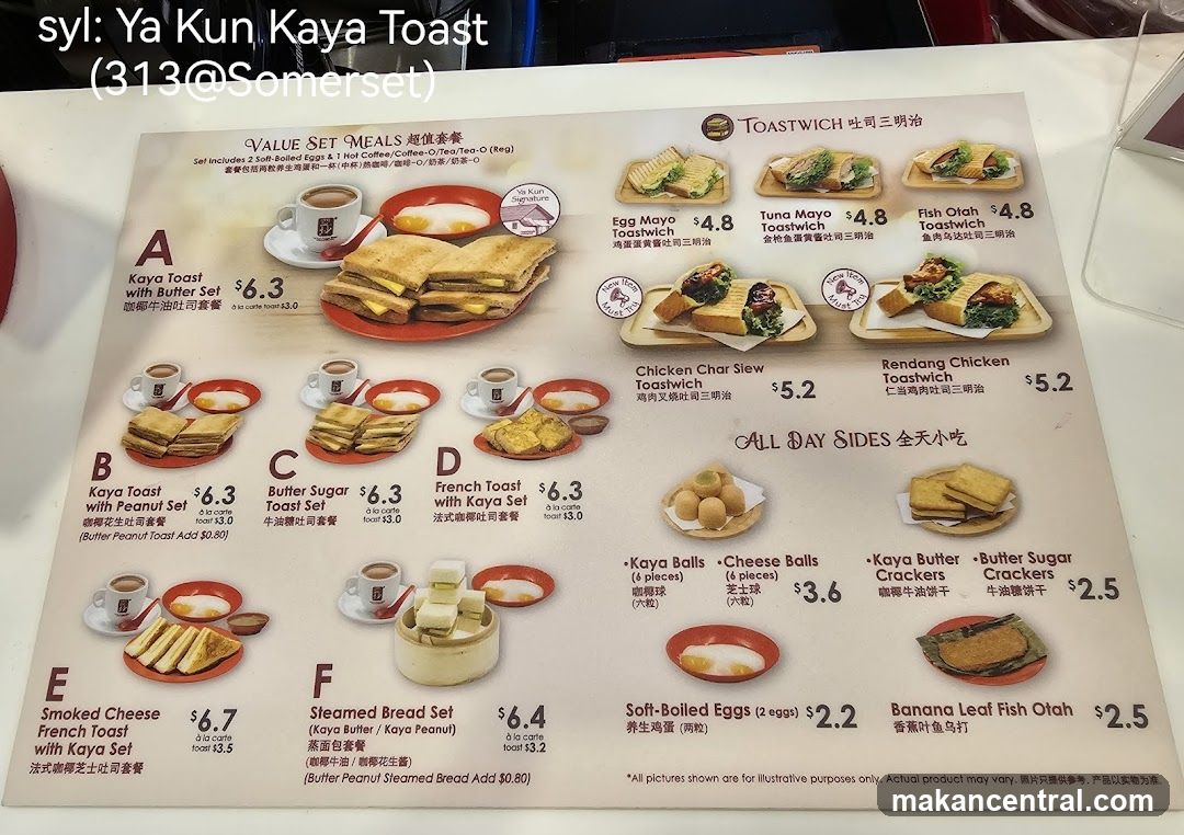 Ya Kun Kaya Toast Menu