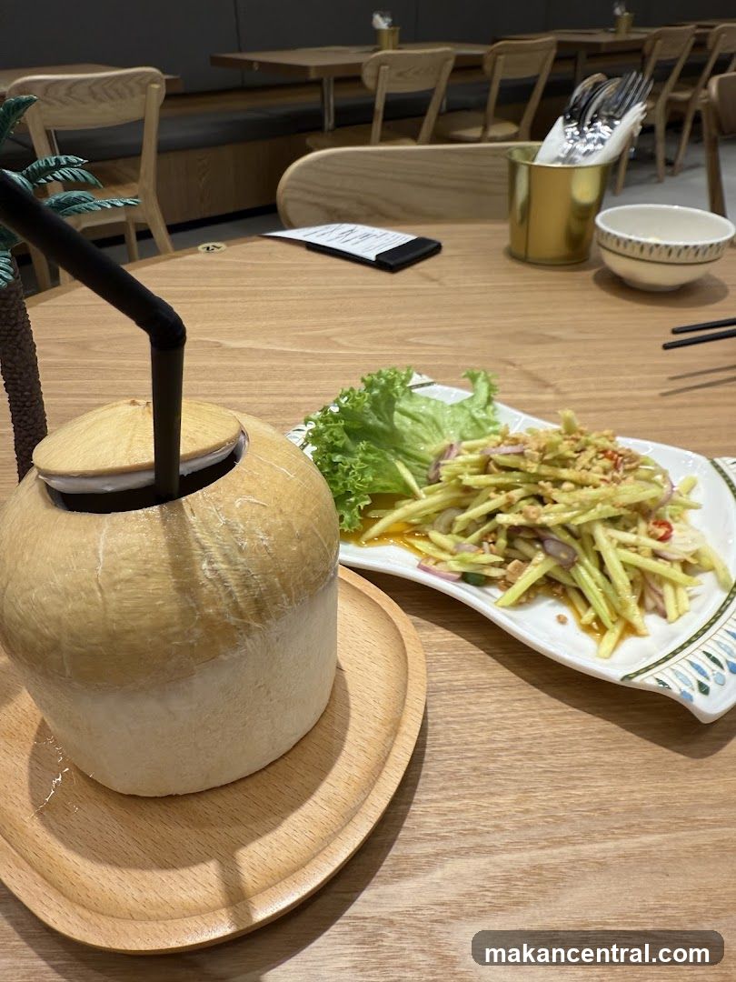 Coconut Drink and Salad