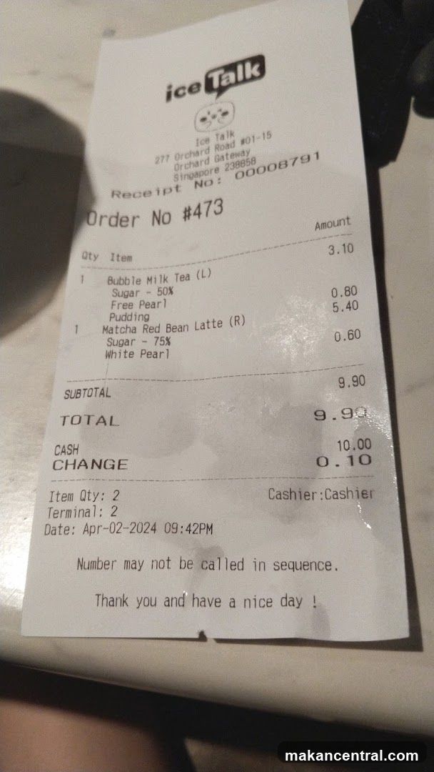 Ice Talk Receipt