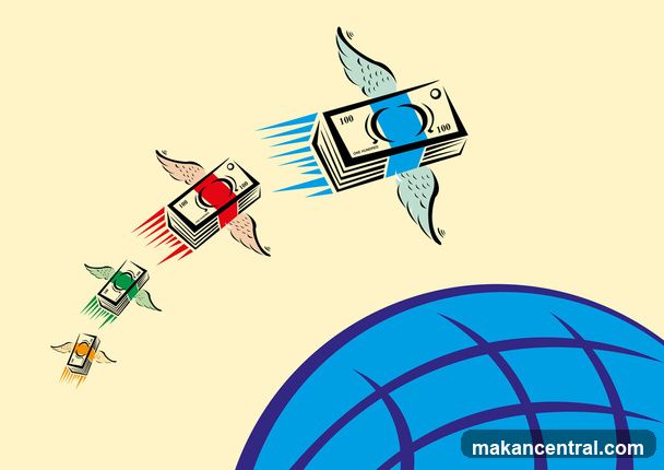 Money Flying Around the Globe