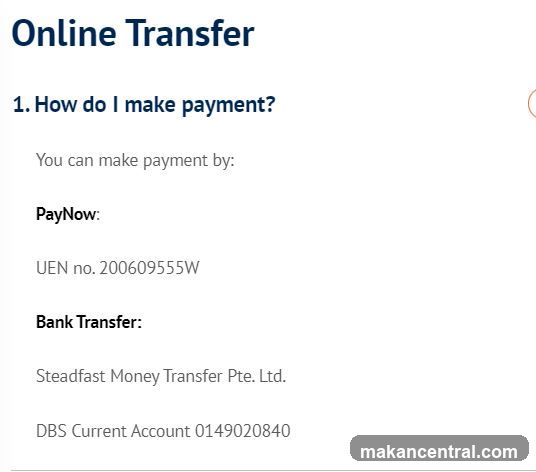 Online Transfer Payment Instructions