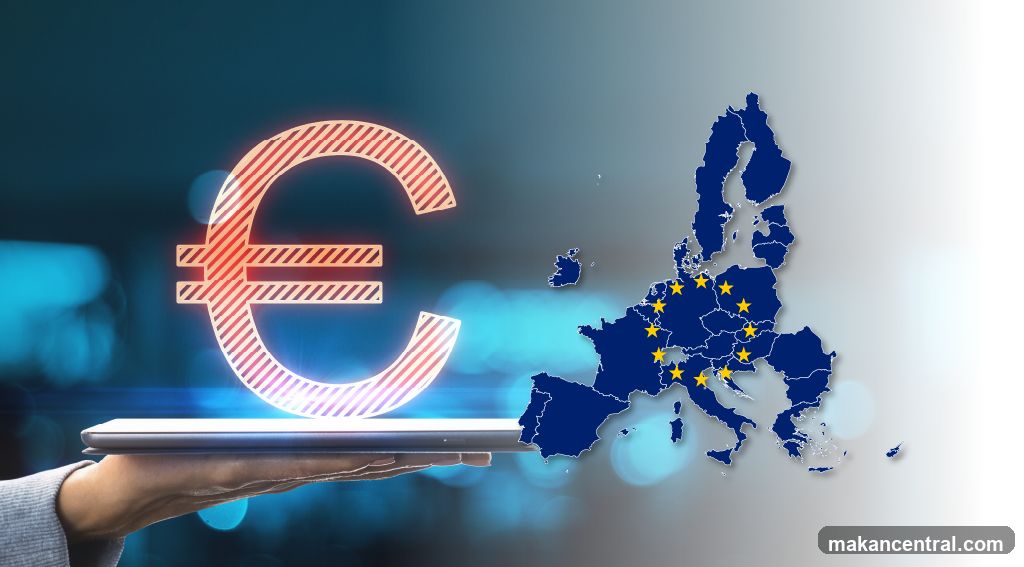 Euro Symbol and European Union Map