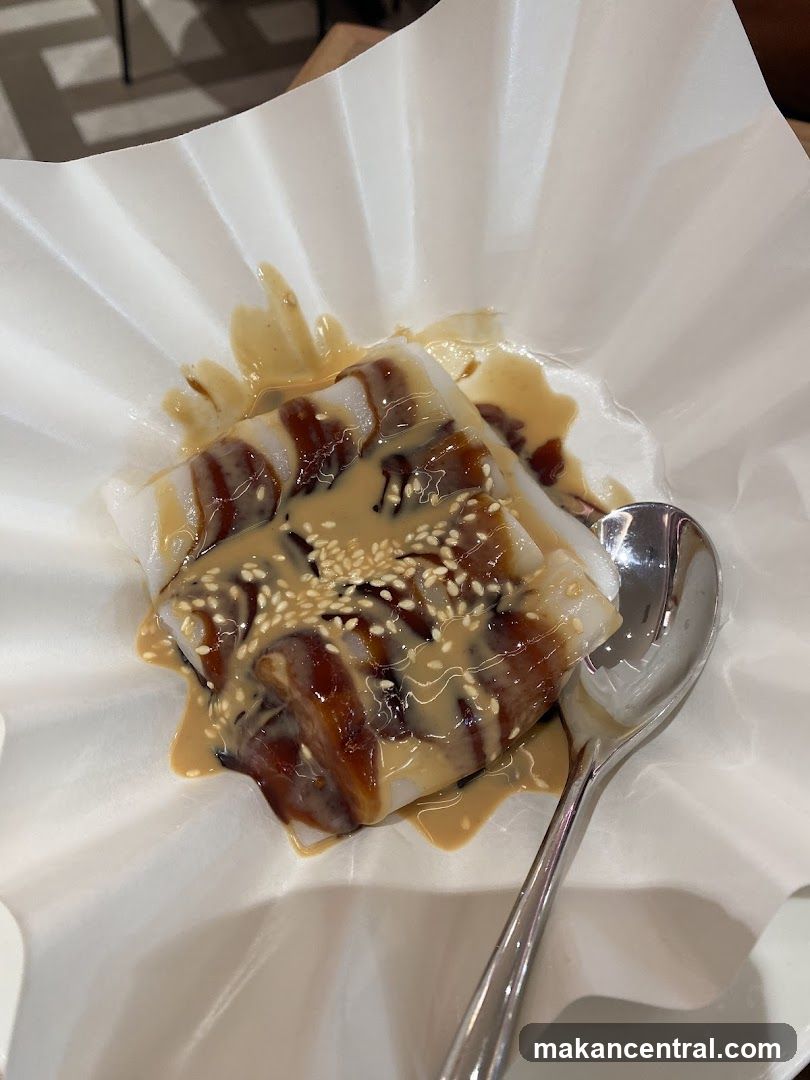 Cheung Fun with Peanut Sauce