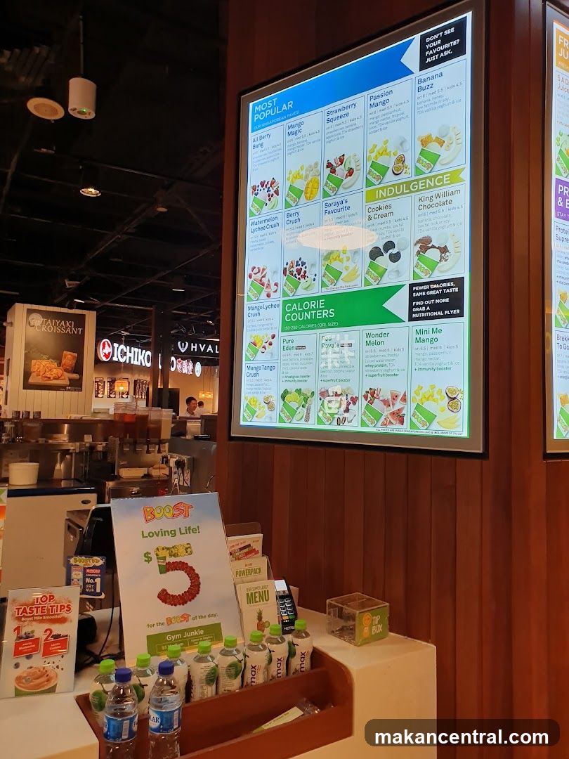 Boost Juice Menu and Display