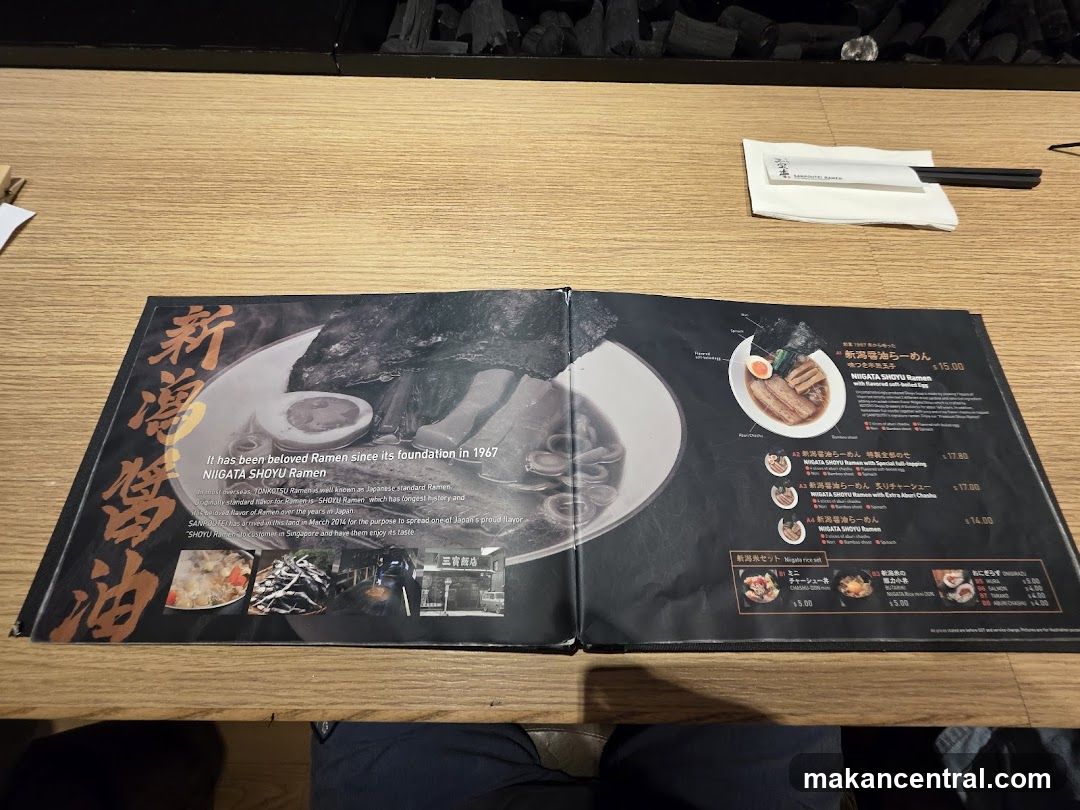 NIGATA SHOYU Ramen Menu