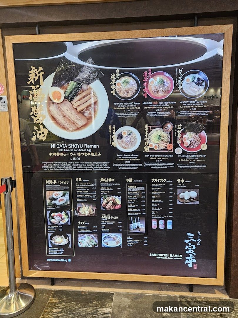 Sanpoutei Ramen Menu