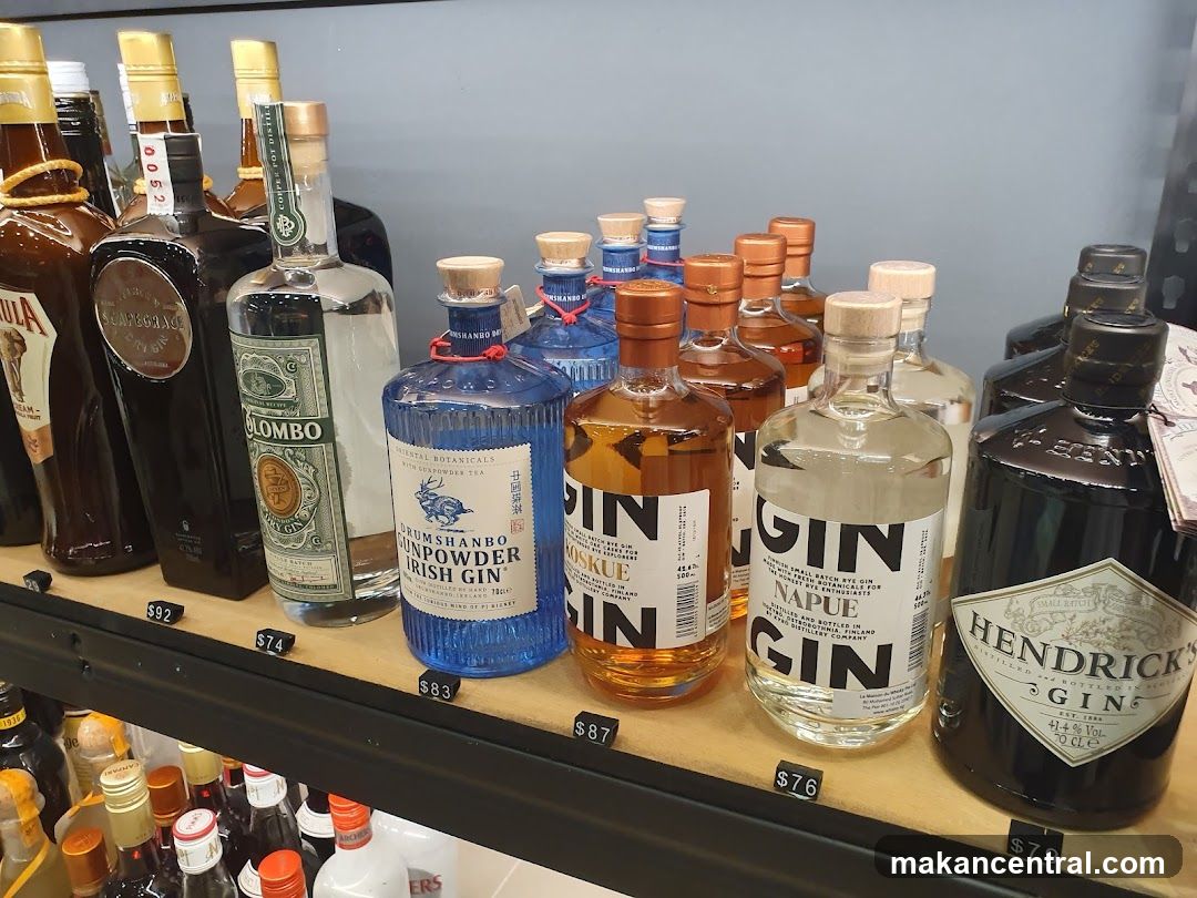 Bottles of Gin on a Shelf