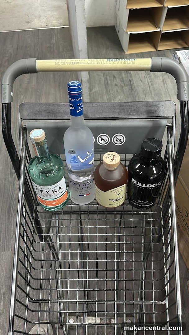 Shopping Cart with Alcohol Bottles