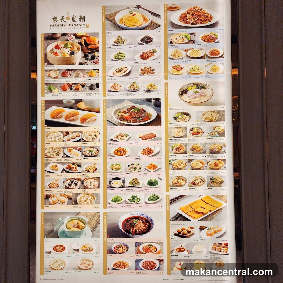 Paradise Dynasty Menu